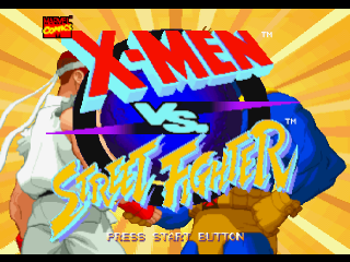 X-men vs Street Fighter title screen for Playstation